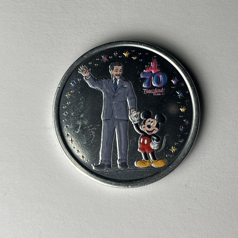 Disney Resort Disneyland 70 Anniversary Color Medallion - Mickey & Walt Partners
